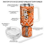 custom bowling green falcons chevron angle orange curved tumbler best selling.webp