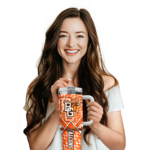 custom bowling green falcons chevron angle orange curved tumbler best selling.webp
