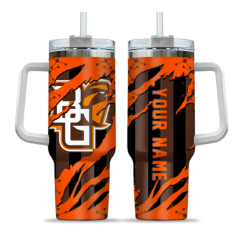 custom bowling green falcons claw cut orange black curved tumbler best selling.webp