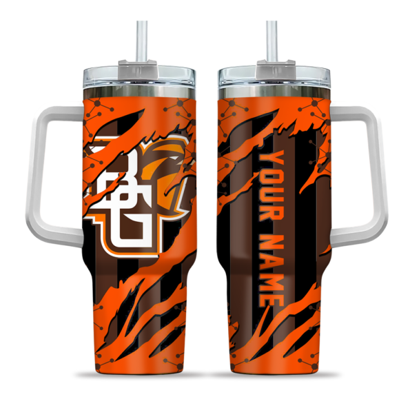 custom bowling green falcons claw cut orange black curved tumbler best selling.webp