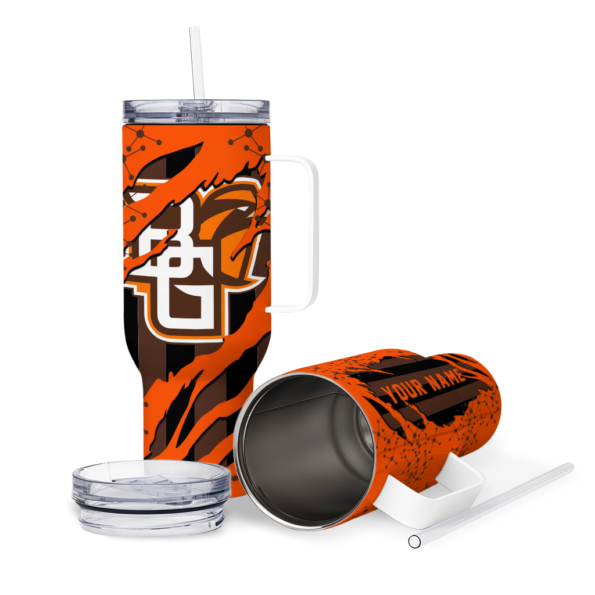 custom bowling green falcons claw cut orange black curved tumbler high quality.webp