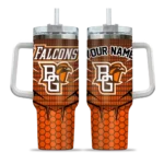 custom bowling green falcons hex texture orange curved tumbler best selling.webp