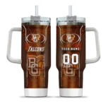 custom bowling green falcons hexagon armor orange curved tumbler best selling.webp