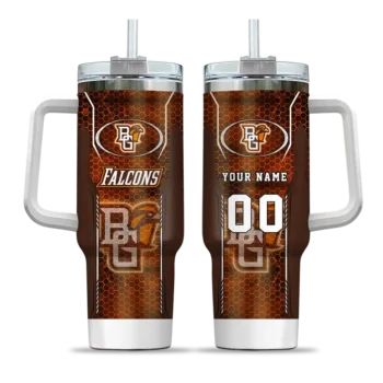 custom bowling green falcons hexagon armor orange curved tumbler best selling.webp