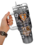 custom bowling green falcons superman shield orange gray curved tumbler best selling.webp
