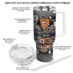 custom bowling green falcons superman shield orange gray curved tumbler best selling.webp