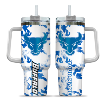 custom buffalo bulls camo mashup royal blue white curved tumbler best selling.webp