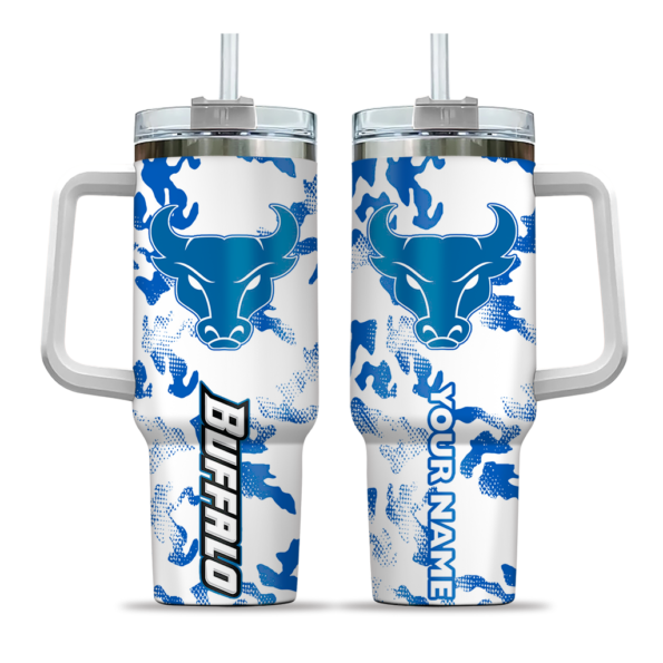 custom buffalo bulls camo mashup royal blue white curved tumbler best selling.webp