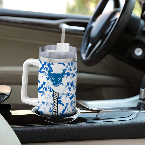 custom buffalo bulls camo mashup royal blue white curved tumbler trendy.webp