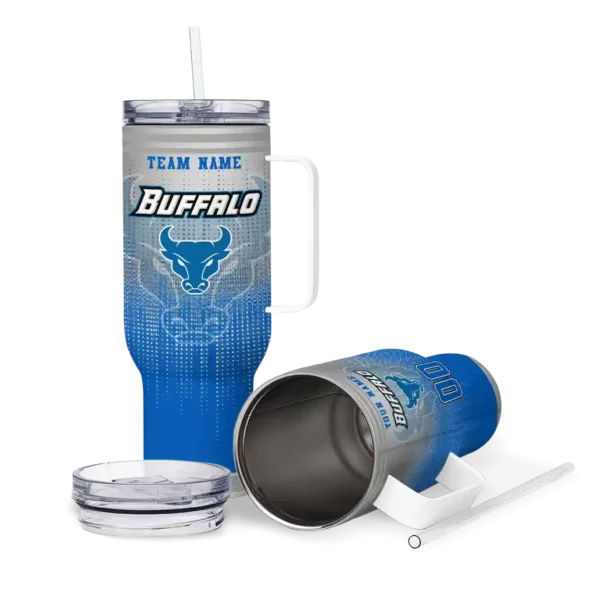 custom buffalo bulls gradient dots royal blue curved tumbler high quality.webp