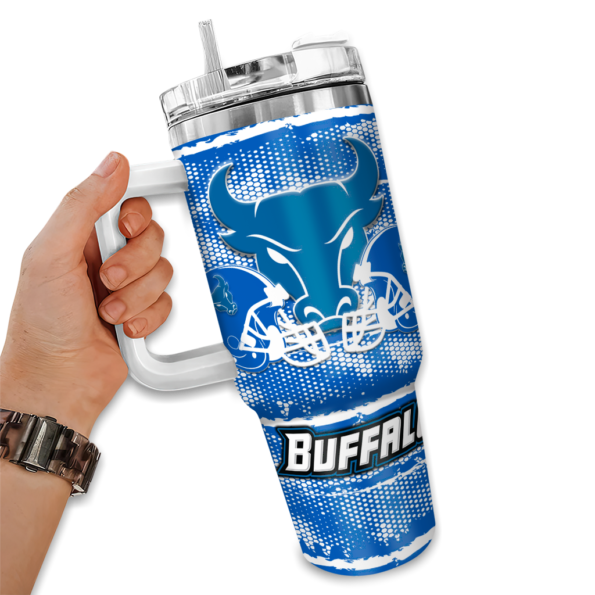 custom buffalo bulls honey streaks royal blue curved tumbler fashion forward.webp
