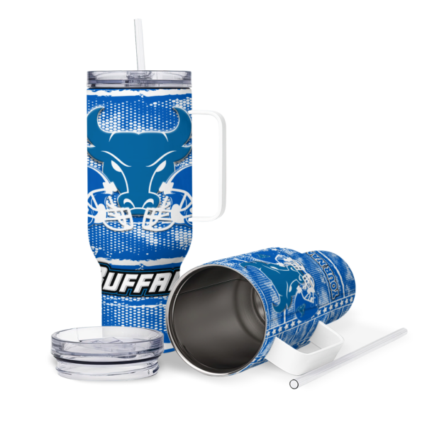 custom buffalo bulls honey streaks royal blue curved tumbler high quality.webp