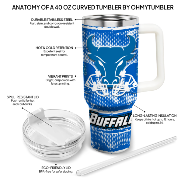 custom buffalo bulls honey streaks royal blue curved tumbler new arrival.webp