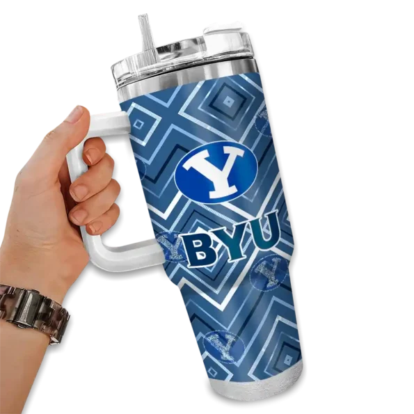 custom byu cougars bold diamonds blue curved tumbler fashion forward.webp