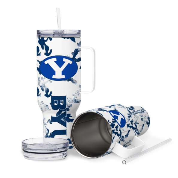 custom byu cougars camo mashup blue white curved tumbler high quality.webp