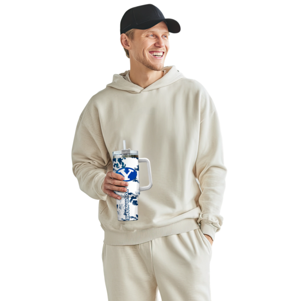 custom byu cougars camo mashup blue white curved tumbler top rated.webp