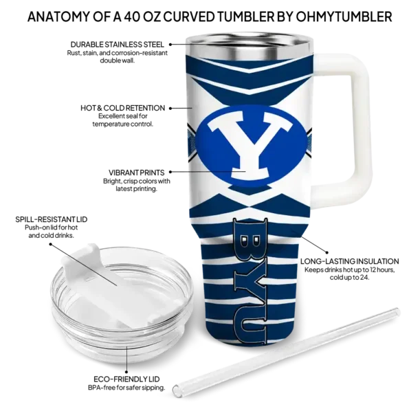 custom byu cougars chevron layers blue curved tumbler new arrival.webp