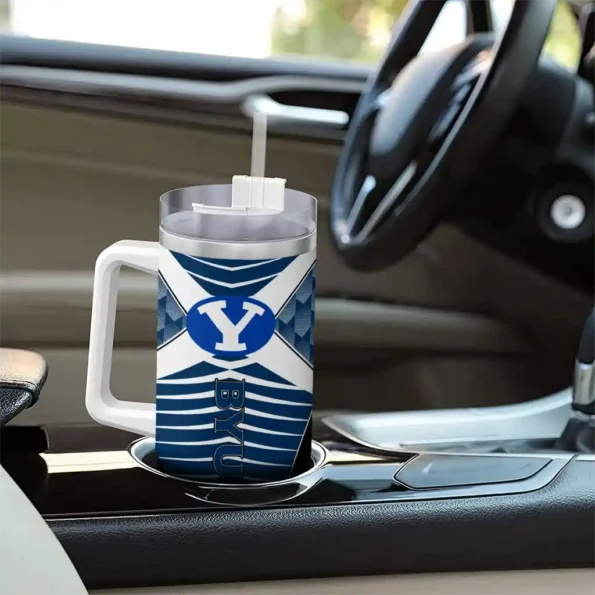 custom byu cougars chevron layers blue curved tumbler trendy.webp
