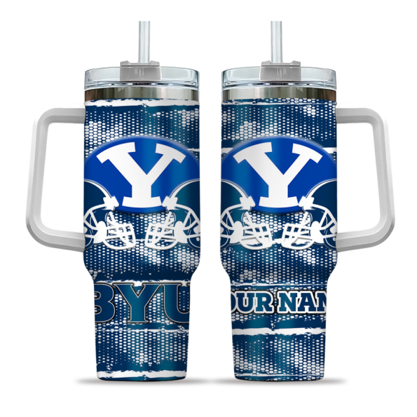 custom byu cougars honey streaks blue curved tumbler best selling.webp
