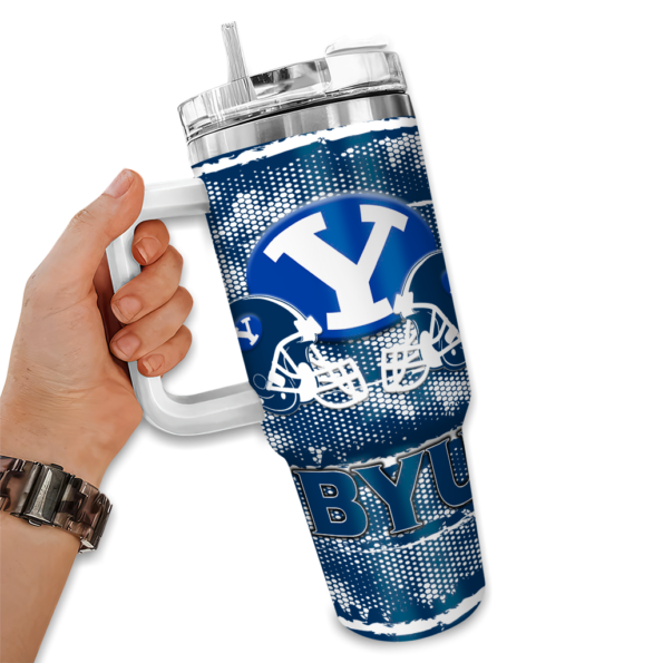 custom byu cougars honey streaks blue curved tumbler fashion forward.webp