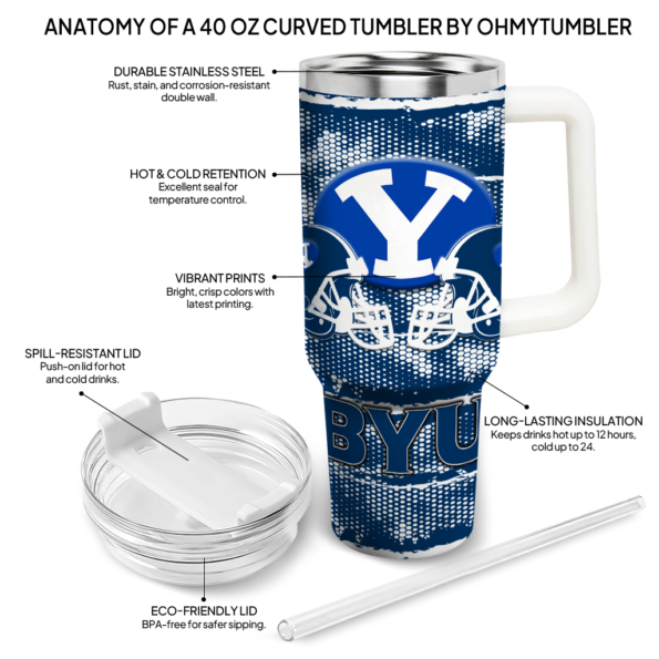 custom byu cougars honey streaks blue curved tumbler new arrival.webp