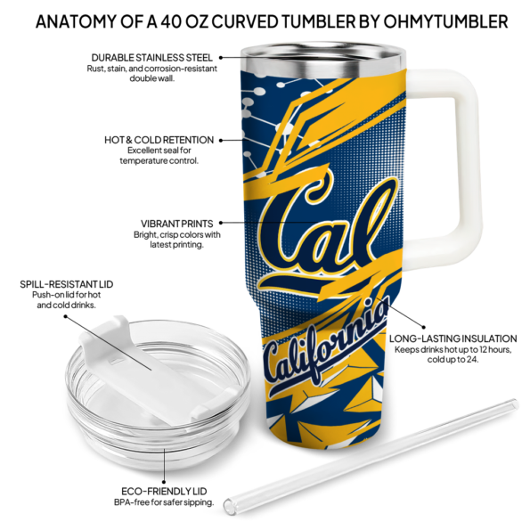 custom california golden bears abstract paths blue curved tumbler new arrival.webp
