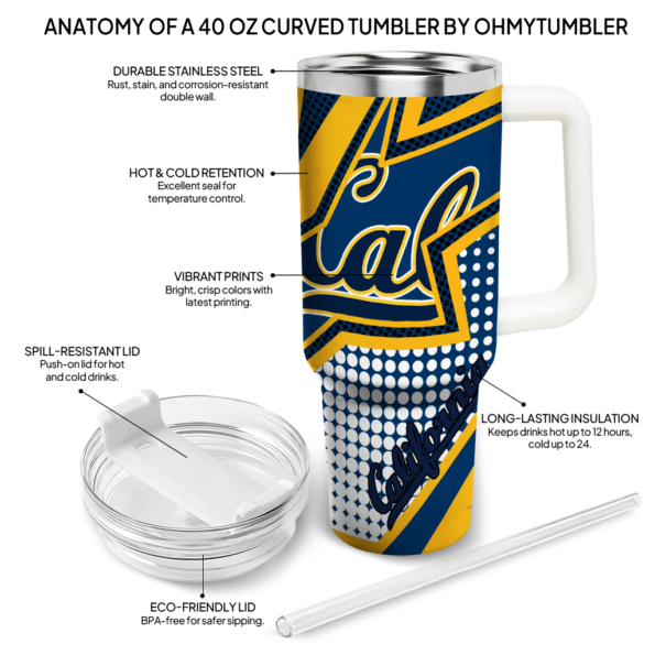 custom california golden bears arrow burst blue curved tumbler new arrival.webp