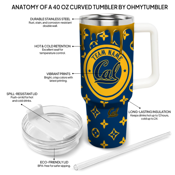 custom california golden bears bullseye drips blue curved tumbler new arrival.webp