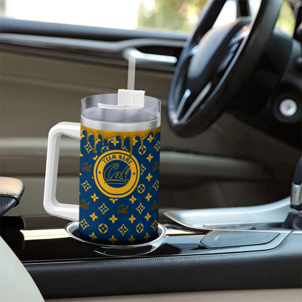 custom california golden bears bullseye drips blue curved tumbler trendy.webp