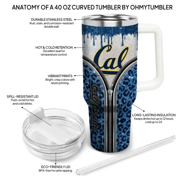 custom california golden bears leopard zipper blue curved tumbler new arrival.webp