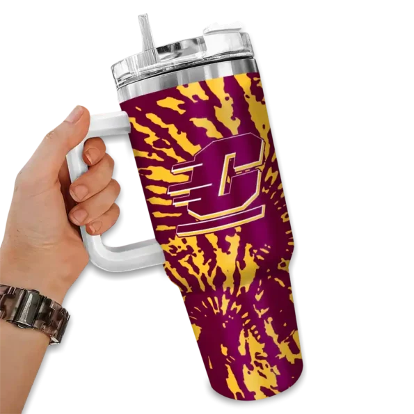 custom central michigan chippewas burst swirl maroon curved tumbler fashion forward.webp