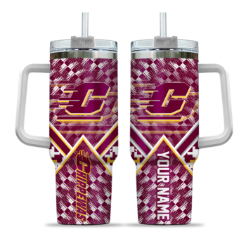 custom central michigan chippewas chevron angle maroon curved tumbler best selling.webp