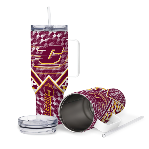 custom central michigan chippewas chevron angle maroon curved tumbler high quality.webp
