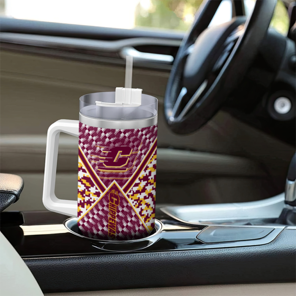 custom central michigan chippewas chevron angle maroon curved tumbler trendy.webp