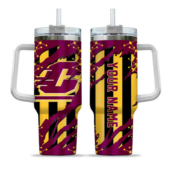 custom central michigan chippewas claw cut maroon black curved tumbler best selling.webp
