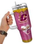 custom central michigan chippewas heart helmet motif maroon curved tumbler best selling.webp