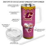 custom central michigan chippewas heart helmet motif maroon curved tumbler best selling.webp