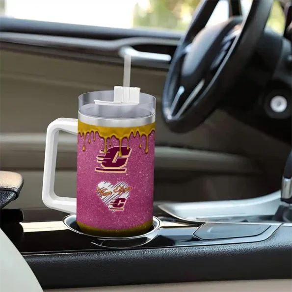 custom central michigan chippewas heart helmet motif maroon curved tumbler trendy.webp