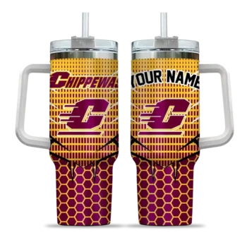 custom central michigan chippewas hex texture maroon curved tumbler best selling.webp