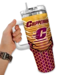 custom central michigan chippewas hex texture maroon curved tumbler best selling.webp