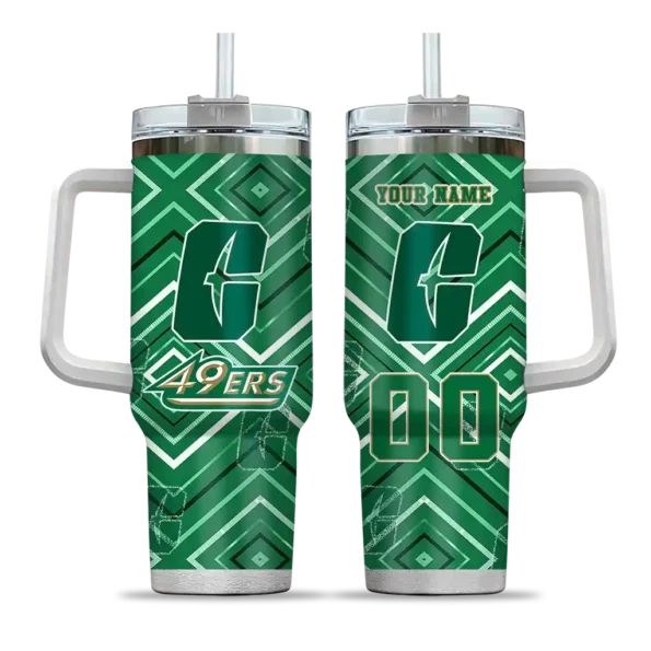 custom charlotte 49ers bold diamonds green curved tumbler best selling.webp