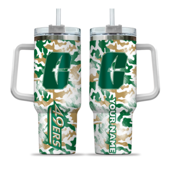 custom charlotte 49ers camo mashup green white curved tumbler best selling.webp