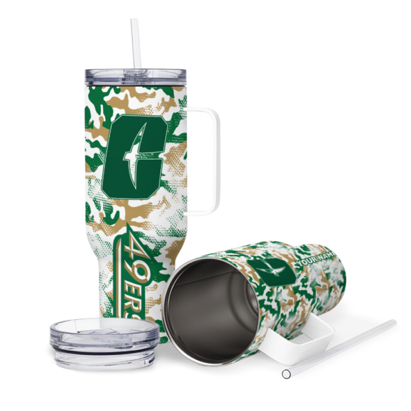 custom charlotte 49ers camo mashup green white curved tumbler high quality.webp