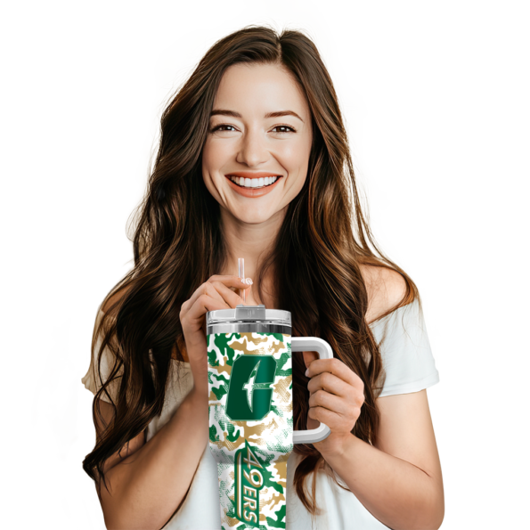 custom charlotte 49ers camo mashup green white curved tumbler premium grade.webp