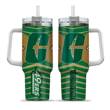 custom charlotte 49ers chevron layers green curved tumbler best selling.webp