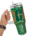 custom charlotte 49ers chevron layers green curved tumbler best selling.webp