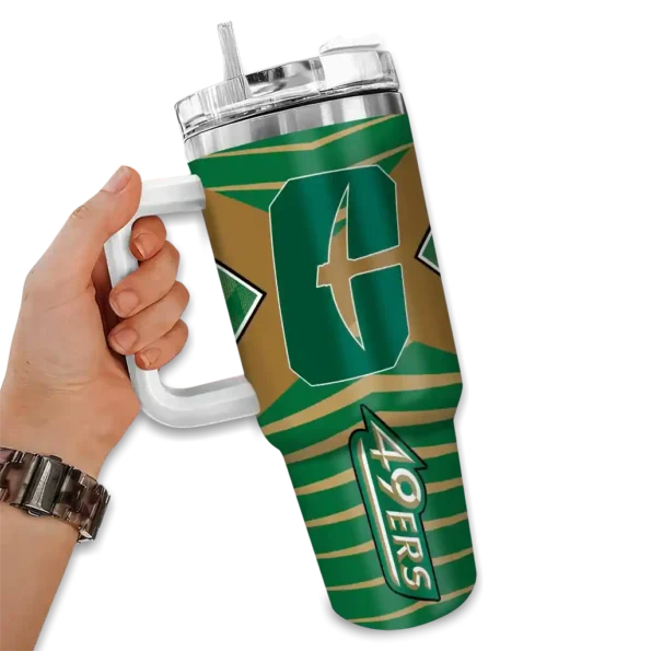 custom charlotte 49ers chevron layers green curved tumbler fashion forward.webp