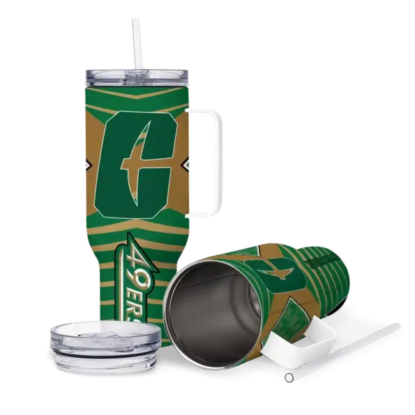 custom charlotte 49ers chevron layers green curved tumbler high quality.webp