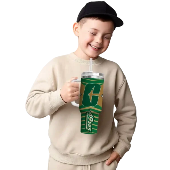custom charlotte 49ers chevron layers green curved tumbler latest model.webp