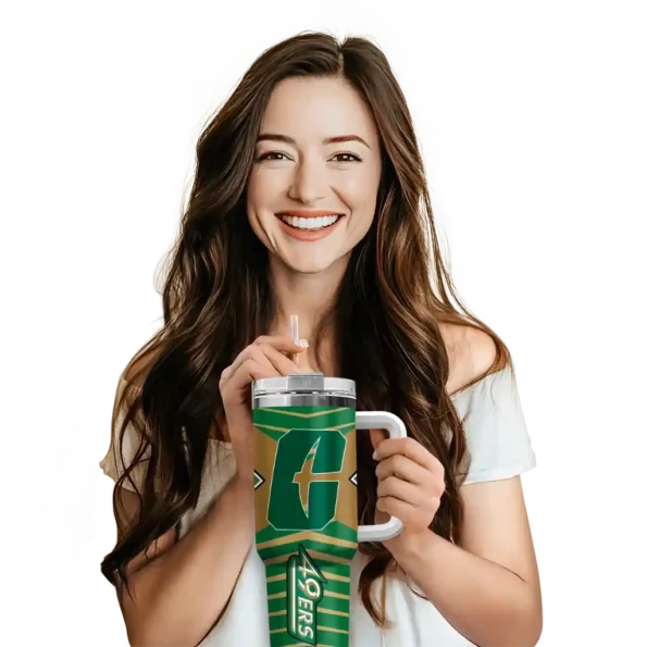 custom charlotte 49ers chevron layers green curved tumbler premium grade.webp